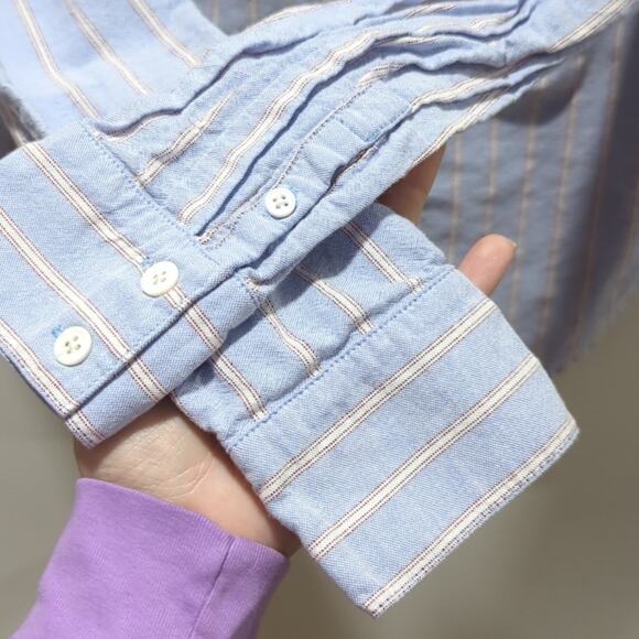 Veronica Beard Dunbar Striped Button Down Shirt Light Blue Dressy Womens Size XS - Picture 7 of 8